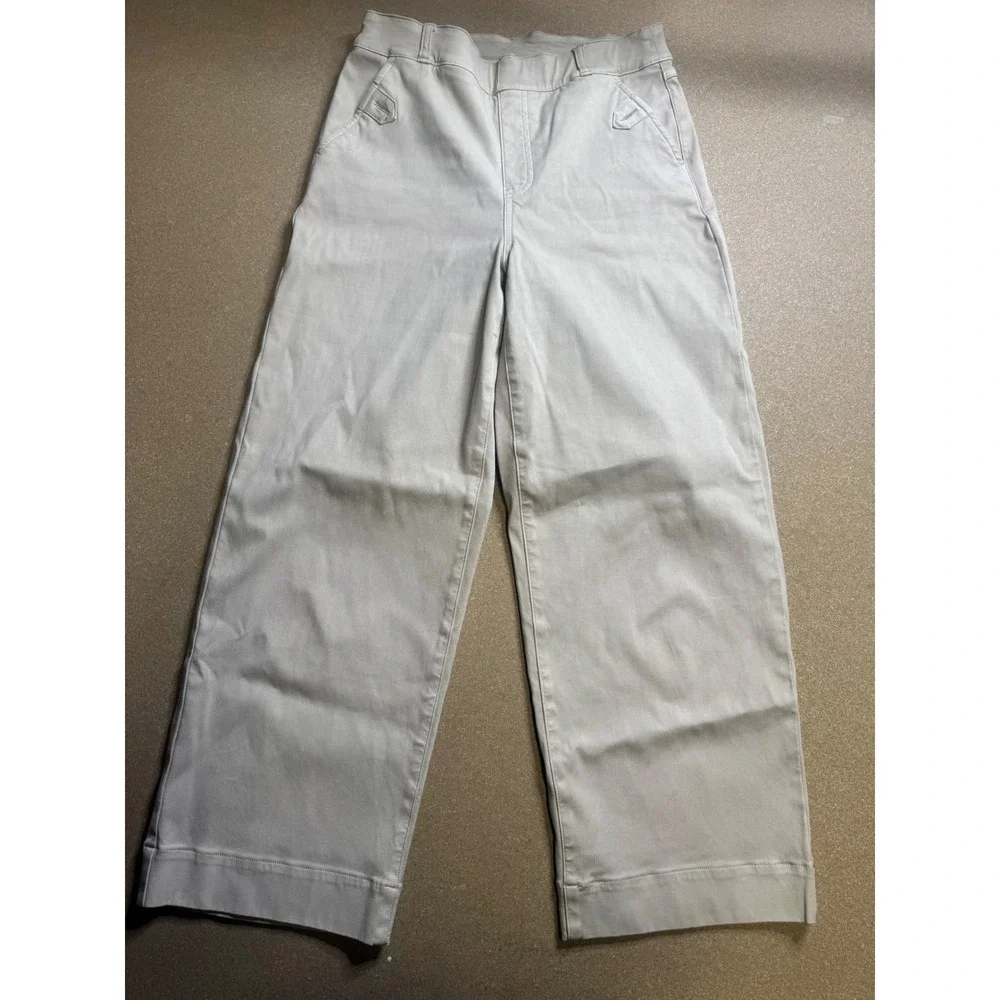 SPANX‎ Wide Leg Cropped Pants Beige Size M M Casual Comfort Stretch